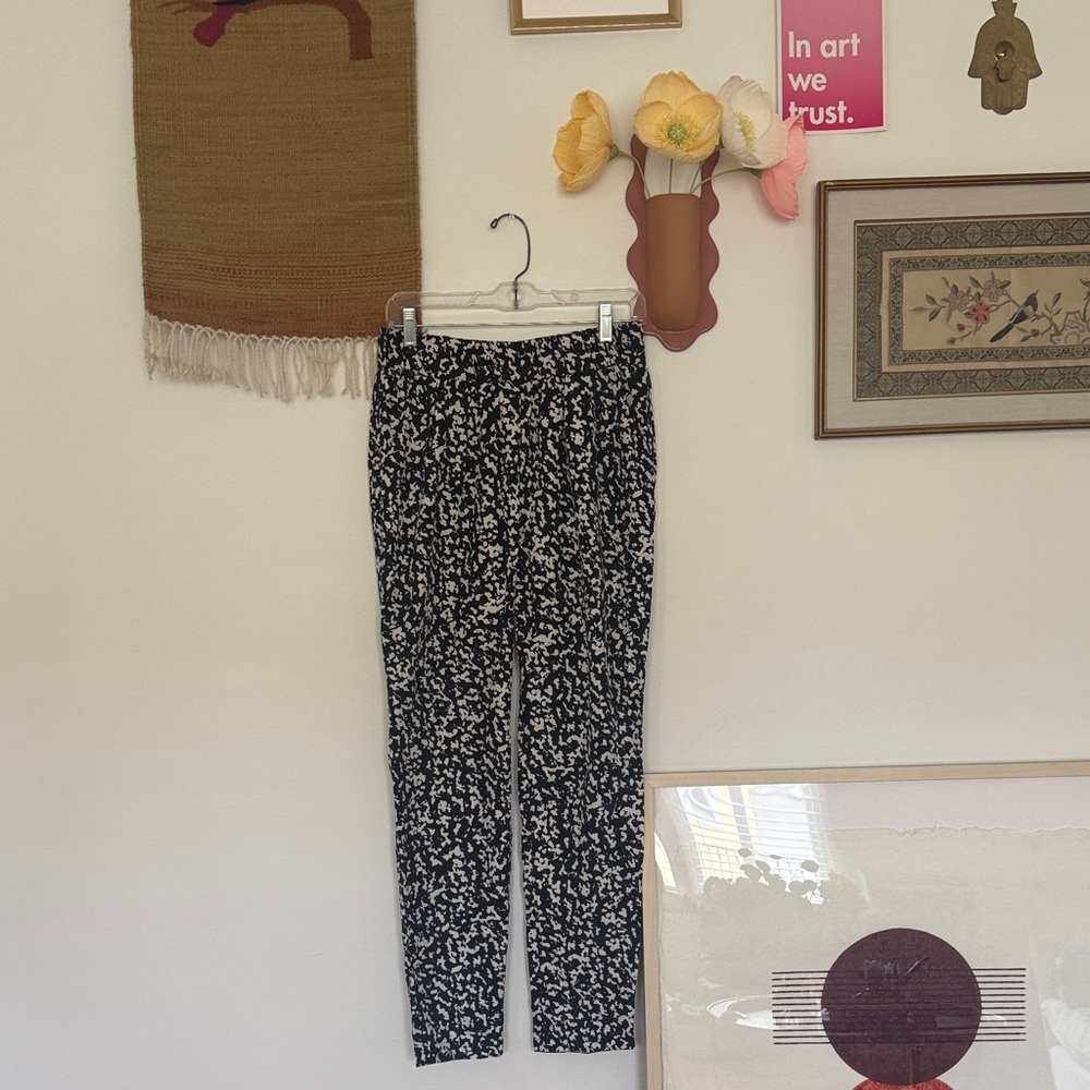 Mango Black and White Printed Skinny Pants